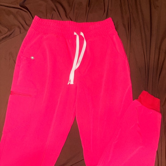 Figs Pants - Figs Hot Pink high waisted Jogger Scrub Pants
